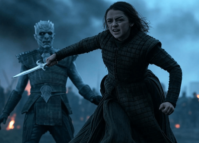 Warrior confronting icy foe