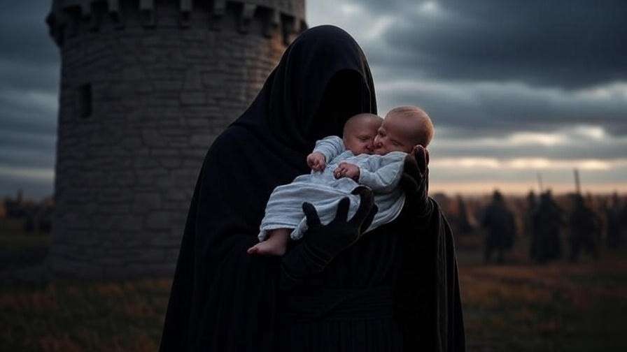 Tower of Joy scene with shadowy figure holding newborn Jon Snow in Game of Thrones