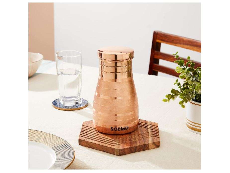 
Amazon Brand - Solimo Copper Water Bottle , Bedside Carafe with Glass Lining , 1000 ml