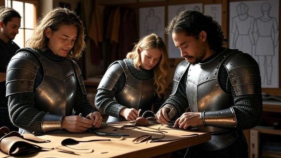 Behind-the-scenes costume design workshop creating Brienne of Tarth’s Season 8 armor in Game of Thrones.