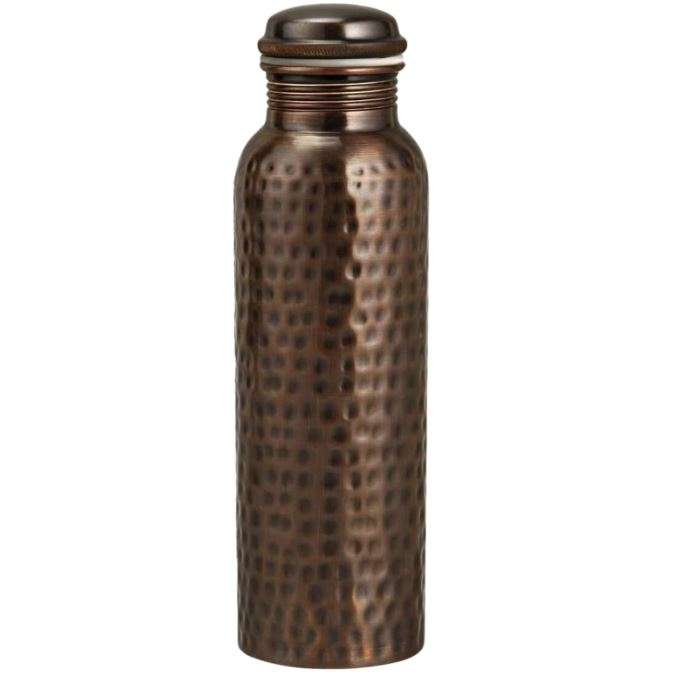 
Pure Copper Water Bottle for Drinking - Indian Handmade Ayurveda Healing Benefit Water Bottle for Travel, Hiking, Gym, Office, Outdoor - Antique Finish - 950 ML