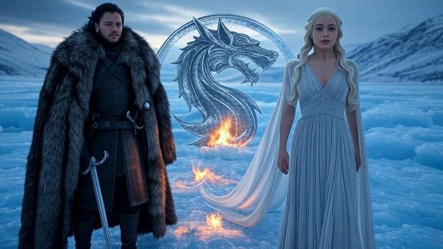 Symbolic representation of Jon Snow and Daenerys Targaryen’s tragic romance in Game of Thrones.
