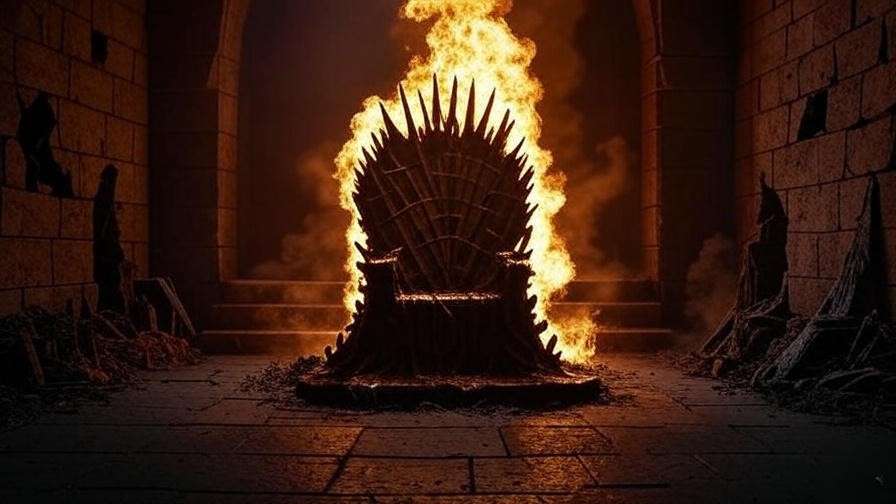 Iron Throne melting under Drogon’s fire in Game of Thrones Red Keep.