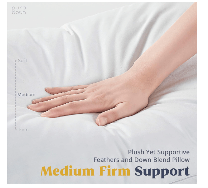 puredown® Goose Feathers and Down White Pillows with 100% Soft Cotton Cover, Bed Sleeping Hotel Collection Pillows Set of 2 King Size 