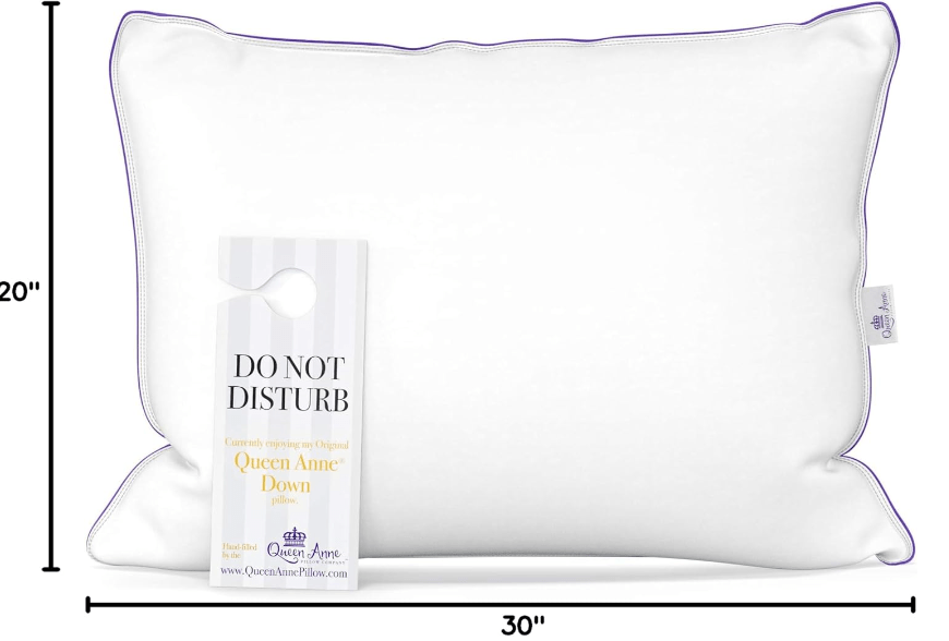 Luxury 100% Down Pillow - European White Goose and Duck Down Blend - Cruelty Free Hotel Pillows - Made in USA (Queen Soft) 