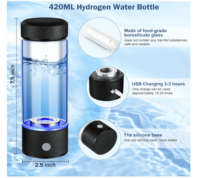 2025 New Hydrogen Water Generator Bottles, Portable Hydrogenated Water Bottle with SPE PEM Technology, 420ml Hydrogen Water Bottle Generator, Rechargeable... 