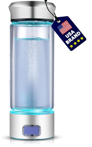 LevelUpWay - Hydrogen Water Bottle Up to 4000PPB SPE PEM Technology Water Ionizer (Borosilicate Glass, Silver) 