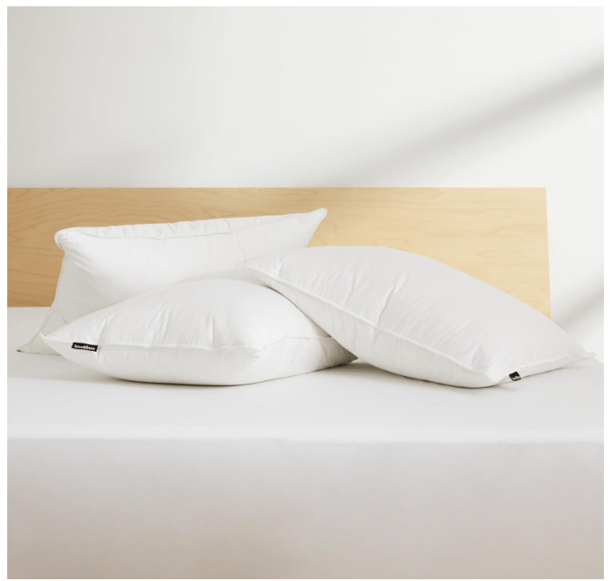 Brooklinen Luxury Mid-Plush Down Pillow – Natural Down Clusters and Feathers Fill, 100% Cotton Sateen, Soft, Comfortable, Supportive & Breathable –... 