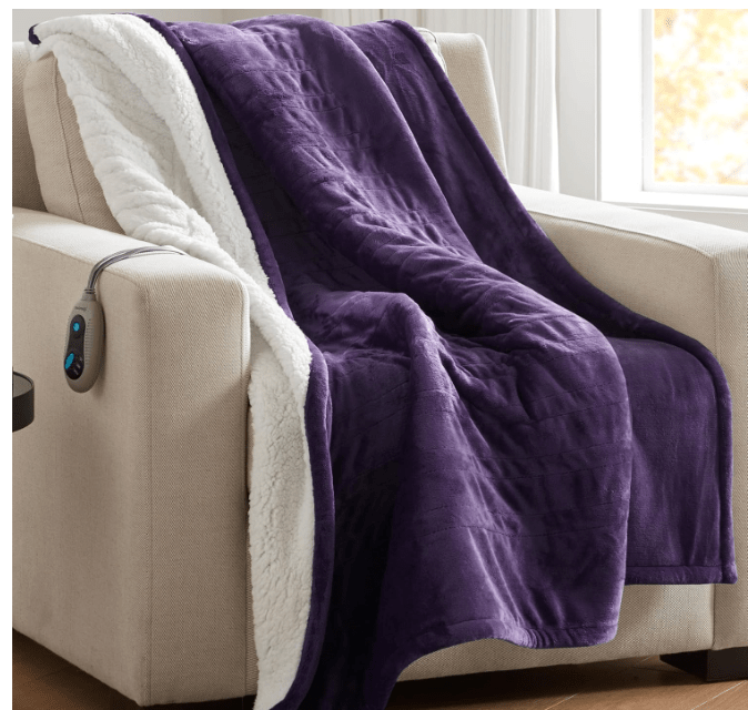 Beautyrest Heated Blanket, Eletric Throw Blanket, Soft, Warm, Reversible Plush - Sherpa Heating Blanket Throw for Office, Couch, 3 Heat Settings, 2 hr Auto...