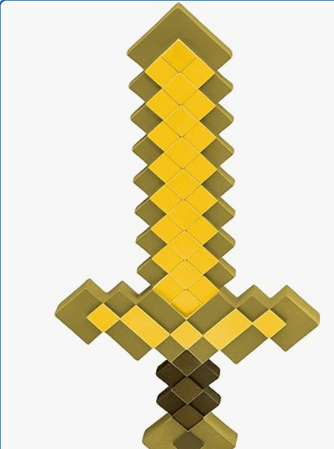 Minecraft Gold Sword Costume Accessory, Official Plastic Dress Up Prop, One Size 