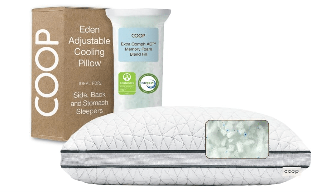 Coop Home Goods Eden Cool Adjustable Pillow, King Size - Adjustable Memory Foam with Gel Infusion - Soft Breathable Lulltra Fabric - Ideal for All Sleepers... 