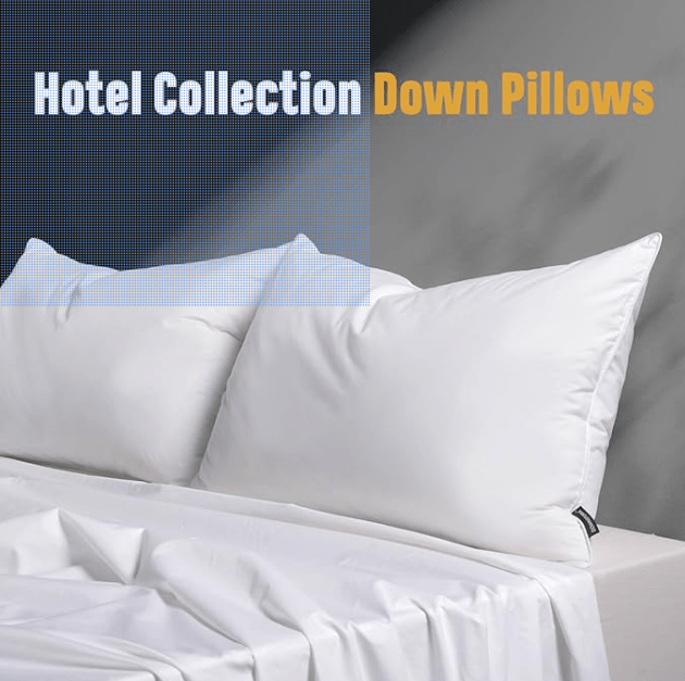Luxury Feather Down Pillow Queen Size Set of 2 Pack, 100% Cotton Hotel Collection Bed Pillows for Sleeping, Down Surrounded Soft Medium Firm Pillows for Side Back Stomach Sleepers 20" x 30" 