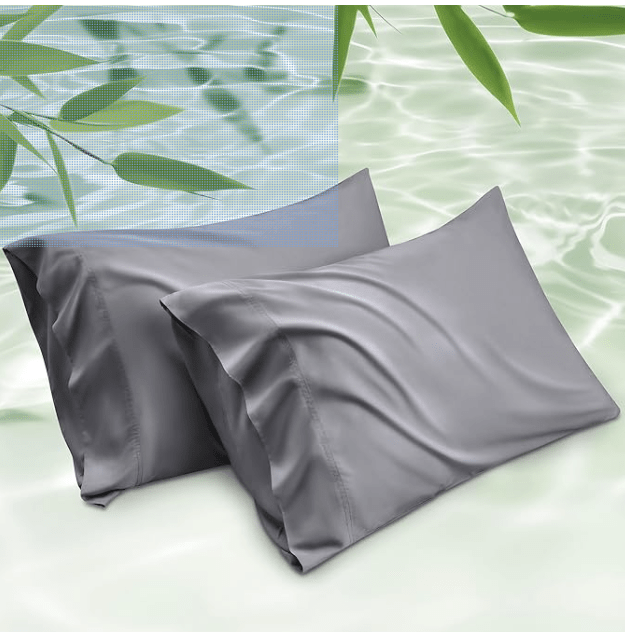 Bedsure Cooling Pillow Cases Queen Size Set of 2, Rayon Derived from Bamboo Cooling Pillowcases for Hot Sleepers, Cool Pillow Covers with Envelope Closure, Gifts, Dark Grey, 20x30 Inches, 2pcs 