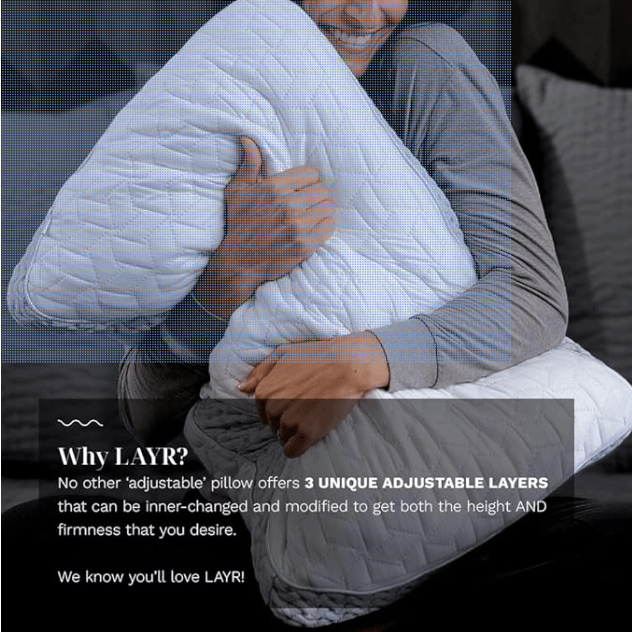 LUXOME LAYR Adjustable Firmness & Loft Pillow - Completely Customizable - Memory Foam - Cooling Cover - Standard/Queen
