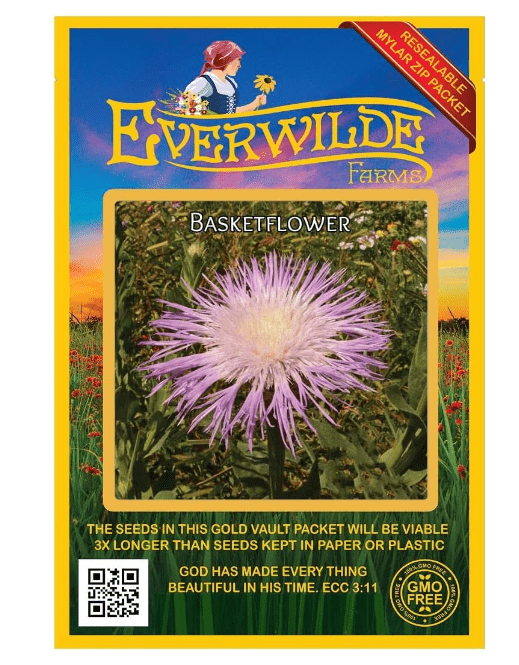 Everwilde Farms - 200 Basketflower Native Wildflower Seeds - Gold Vault Jumbo Seed Packet