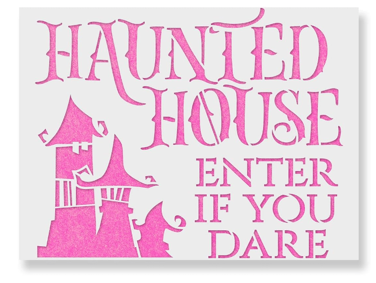 Haunted House Dare Stencil - Ideal for Crafting Bewitching Halloween Scenes, Halloween Stencils, Laser Cut Stencils