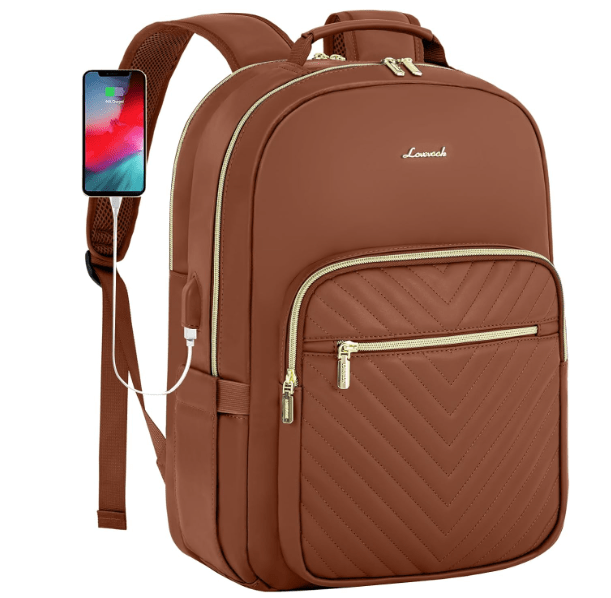 LOVEVOOK Leather Backpacks for Women,17.3 inch Leather Laptop Backpack Women Computer Backpack Laptop Bag,Stylish Quilted Travel Backpack Purse Work Bag... 