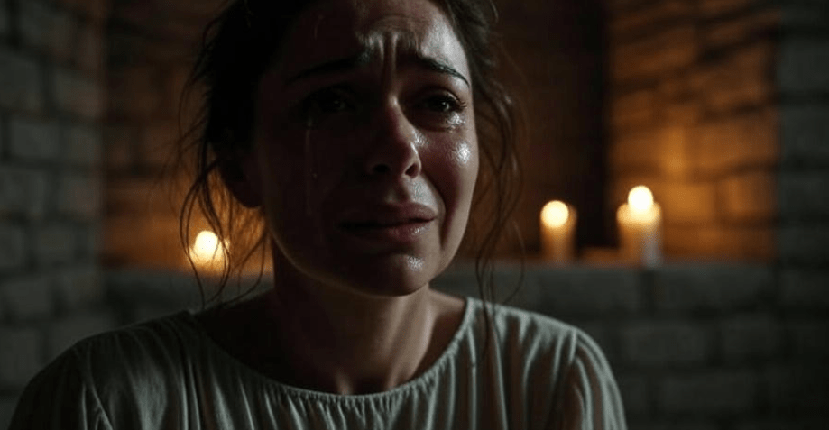 Emotional woman’s face symbolizing Lyanna Stark’s sacrifice, Game of Thrones