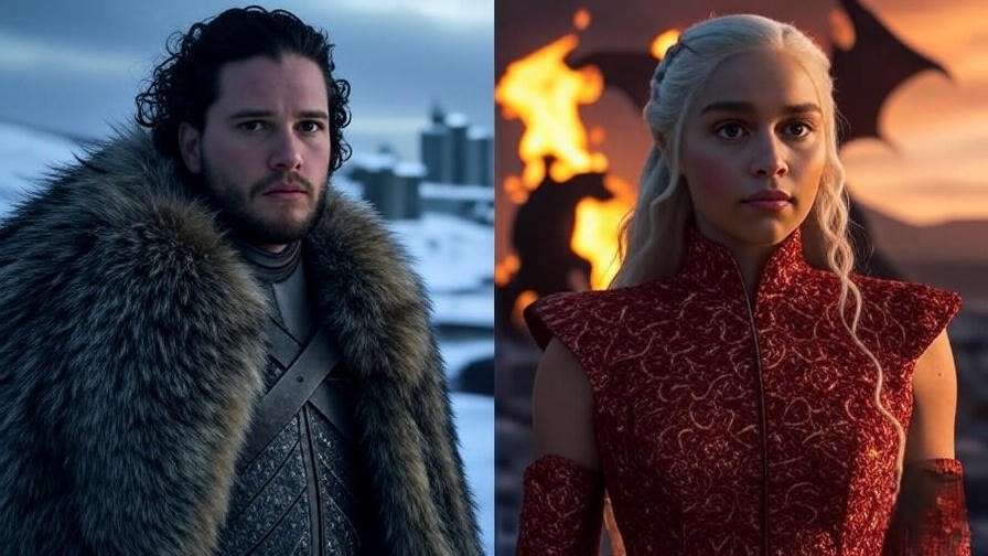 Comparison of Jon Snow and Daenerys Targaryen in Game of Thrones show and books.