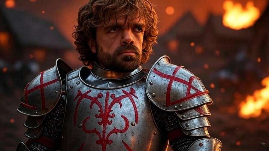 Tyrion Lannister in armor during Battle of the Blackwater in Game of Thrones