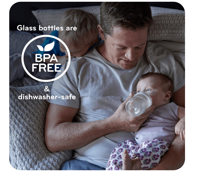 NUK Simply Natural Glass Baby Bottles, 4 oz, 3 Pack 