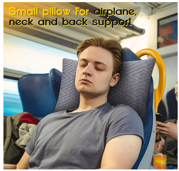 1 MIDDLE ONE Travel Pillow for Sleeping Camping, Memory Foam Small Pillow with Breathable Cover for Backpacking, Airplane, Car (15.5 X 12 Inch) 