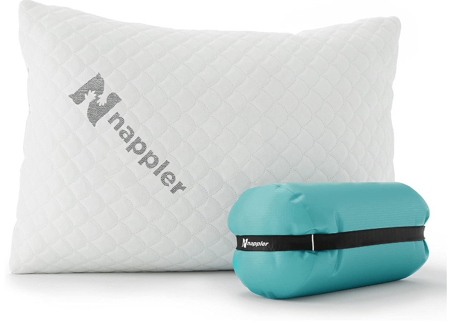 Nappler Small Shredded Memory Foam Pillow for Travel and Camping - Compressible Medium Firm Bed Pillow, Contoured Support, Breathable Cover, Machine... 
