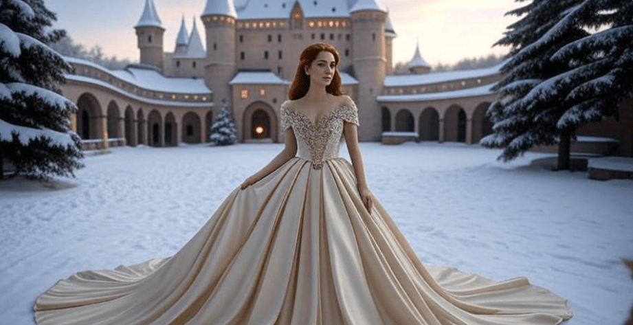 Woman in snowy courtyard symbolizing Sansa Stark resilience in Game of Thrones