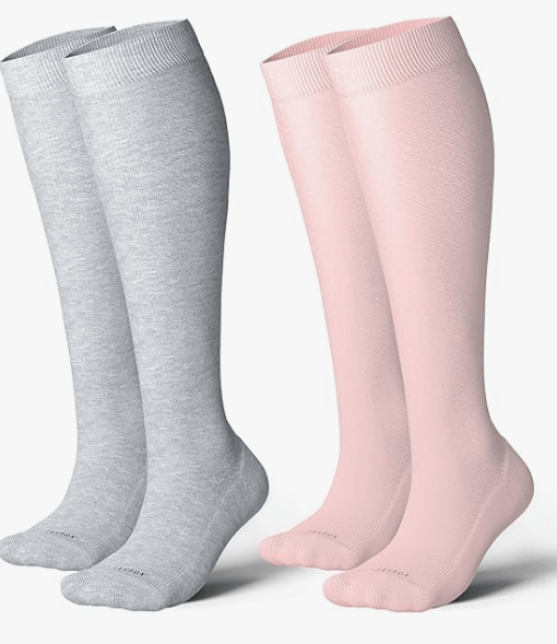 LEVSOX Thick Cotton Compression Socks for Women&Men 20-30mmHg Knee High Cute Support Sock for Nurses, Pregnancy, Travel

