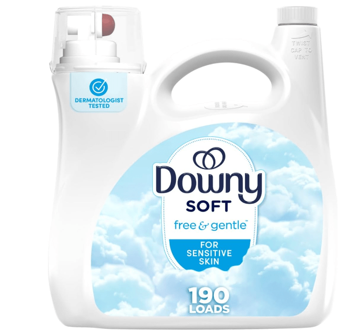 Downy Free & Gentle Fabric Softener, Fabric Conditioner, Hypoallergenic, 190 Loads, 140 fl oz, Downy Fabric Softener, Liquid Fabric Softener 