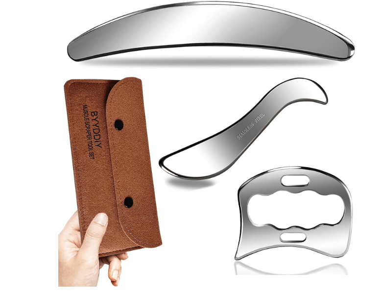 BYYDDIY 3 in 1 Stainless Steel Muscle Scraper Tools Set,Scraping Massage Tools for Physical Therapy,Derma Edge & GuaSha Massage Scraper Tool 
