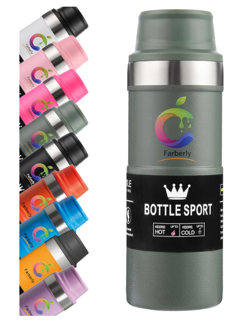 Farberly Stainle Trigger Action Travel Mug Stainle Cup 17oz Water Bottle Thermos Travel Mug Cup Vacuum Coffee Tumbler Stainless Steel Coffee Mug Insulated... 