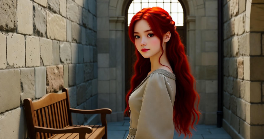 oung Sansa Stark in Winterfell courtyard, early life scene from Game of Thrones.