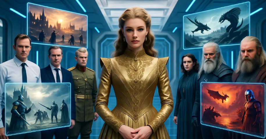 Cersei Lannister’s influence on modern pop culture with holographic Game of Thrones scenes.