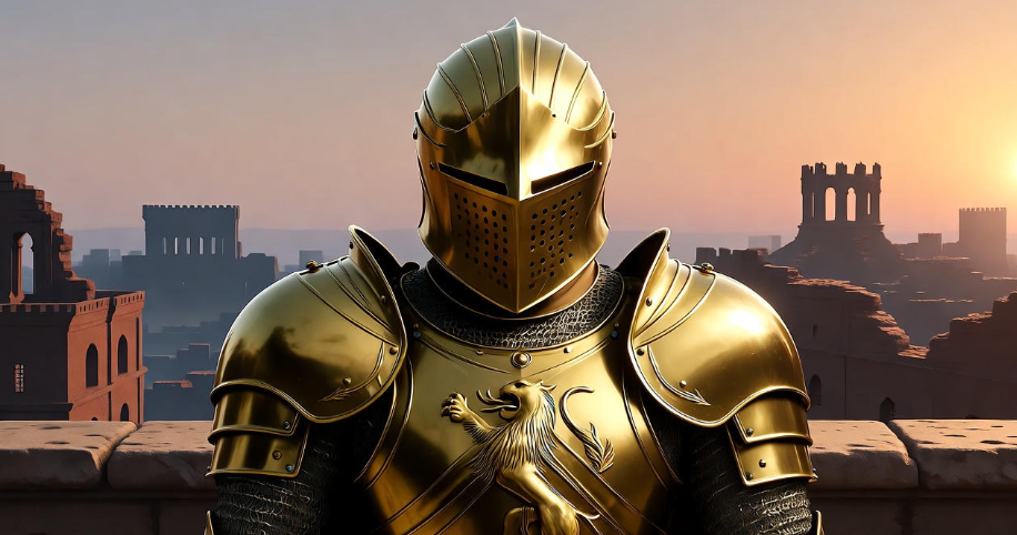 Jaime Lannister’s empty armor overlooks King’s Landing, symbolizing his legacy and redemption as the Kingslayer.