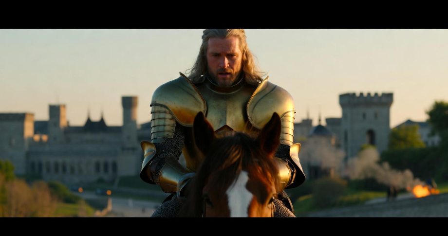 Jaime Lannister rides from a burning King’s Landing, representing his path toward redemption and self-reflection.